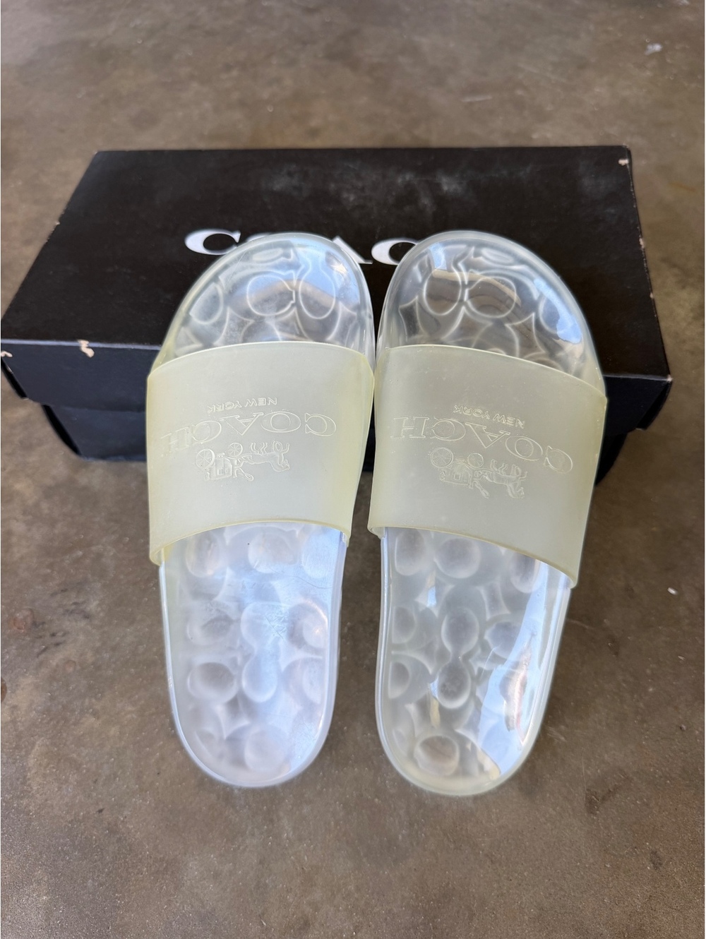 New Coach Ulyssa Clear Rubber Slide Sandals Size 5
